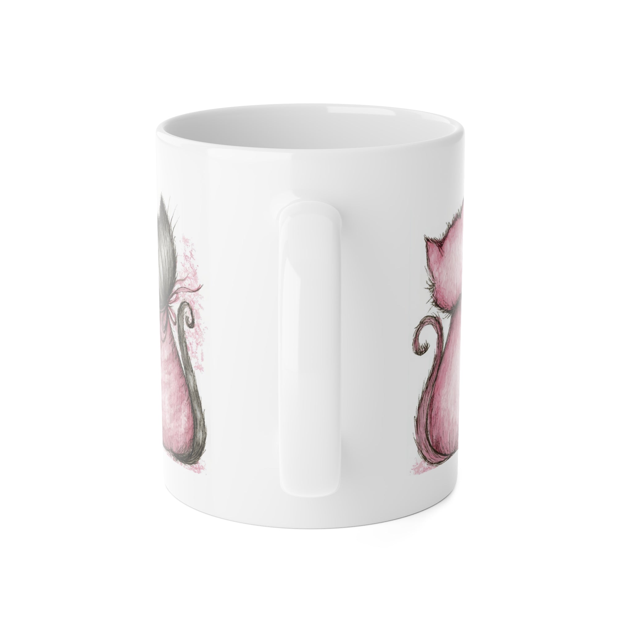 Pink Kittens Ceramic Mug — Cute Cat Couple 11oz Coffee Cup