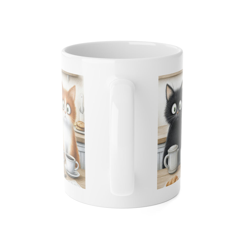 Coffee Cats Ceramic Mug — Cute Black & Orange Kittens 11oz