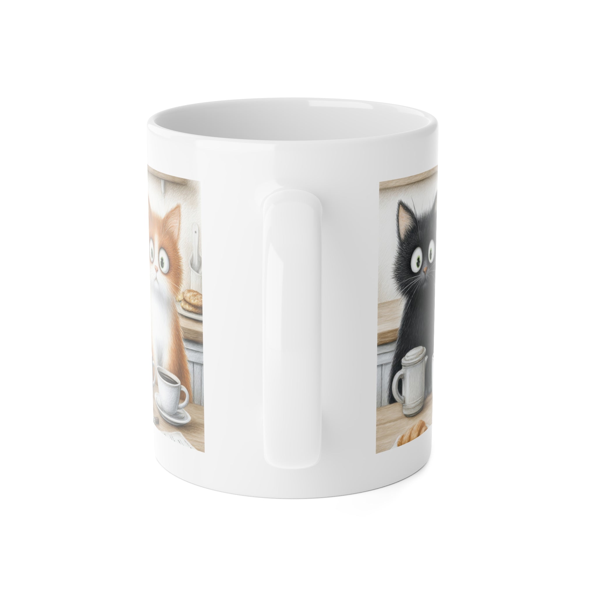 Coffee Cats Ceramic Mug — Cute Black & Orange Kittens 11oz