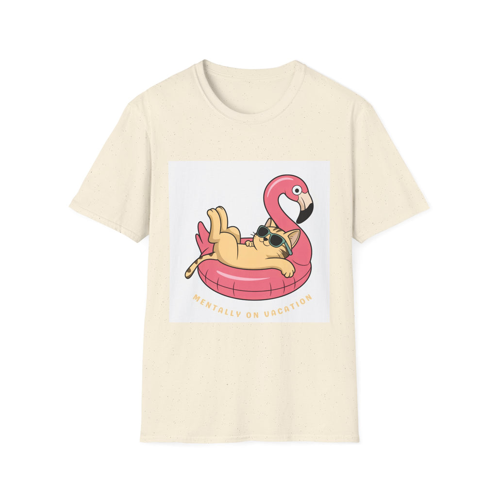 Cat on Flamingo Float T-Shirt — Cute Summer Pool Cat Graphic Tee