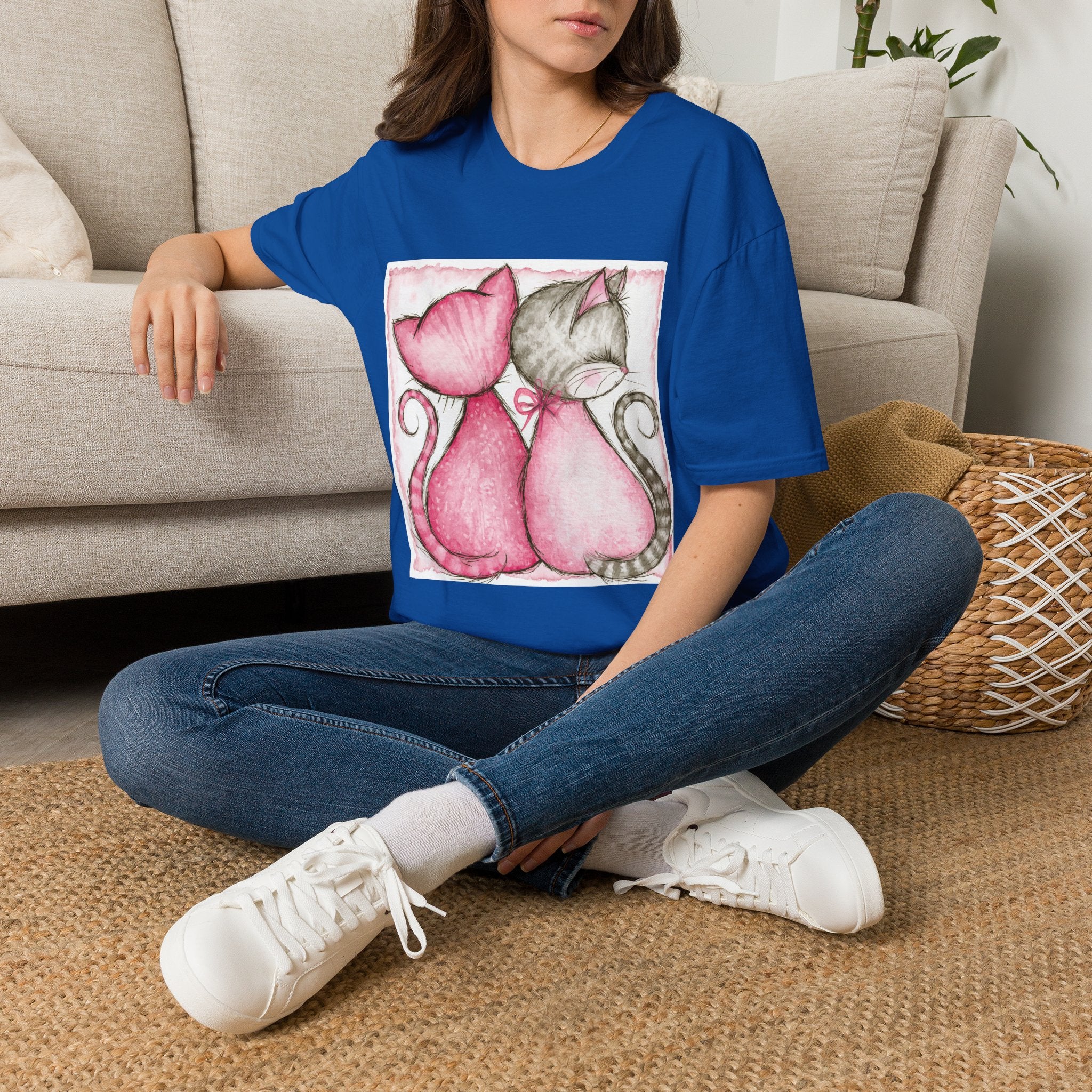 Cute Pink & Grey Kittens T-Shirt — Sweet Cat Couple Graphic Tee