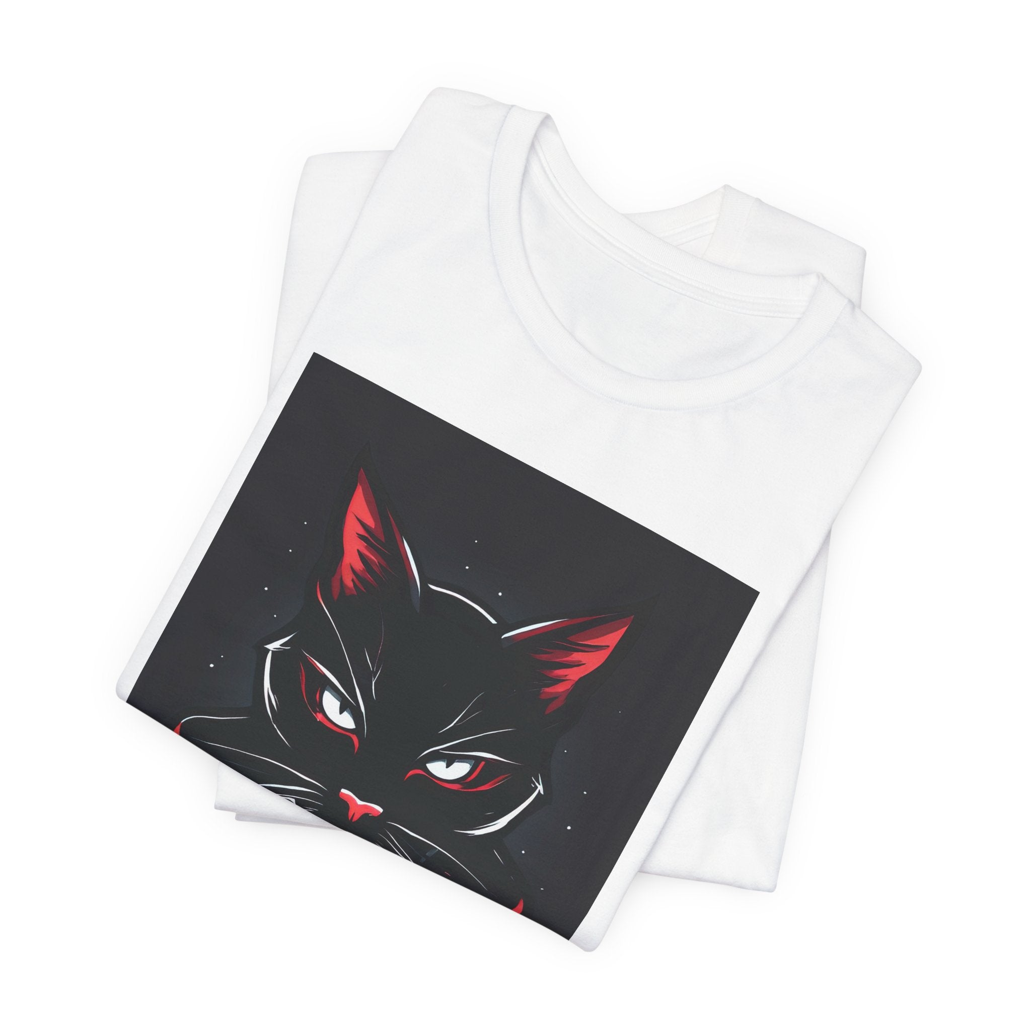 Black Cat Vampire Graphic Tee — Gothic Halloween Horror T-Shirt