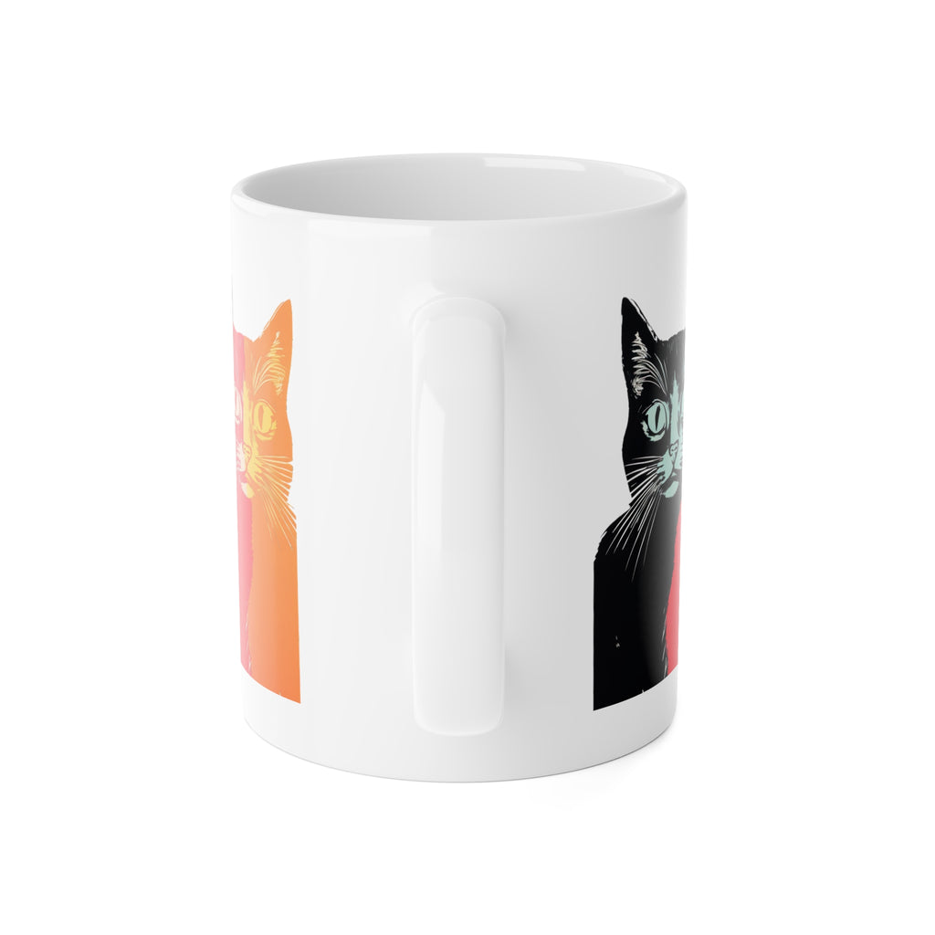 Cat Pop Art Mug — Colorful Retro Feline Ceramic Coffee Cup, 11oz