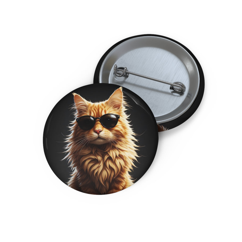 Cool Cat Pin Button — Sunglasses Kitty Round Button Badge