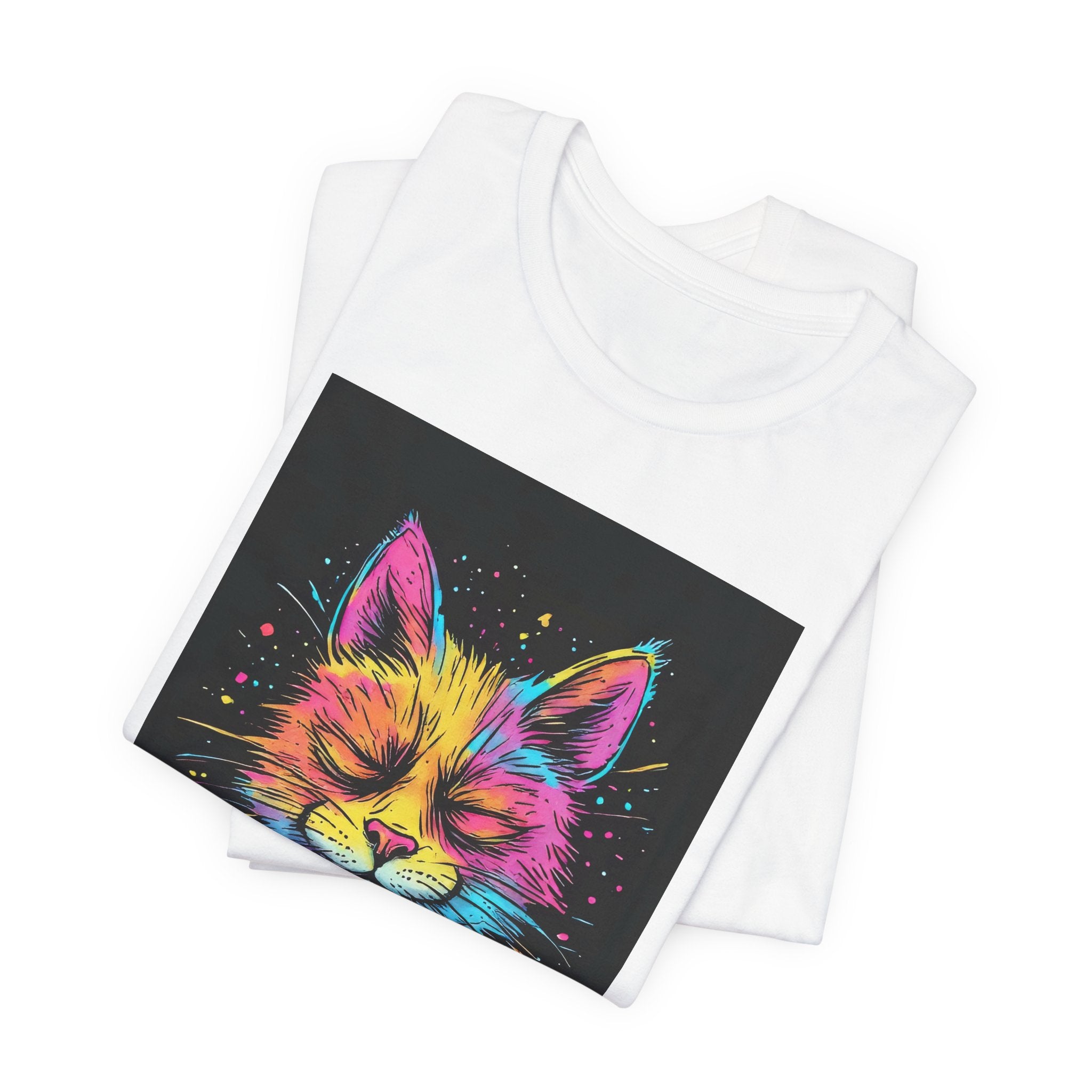 Cat Mental Capacity Tee — Colorful Relaxed Cat Graphic T-Shirt ("Mentally At Capacity")