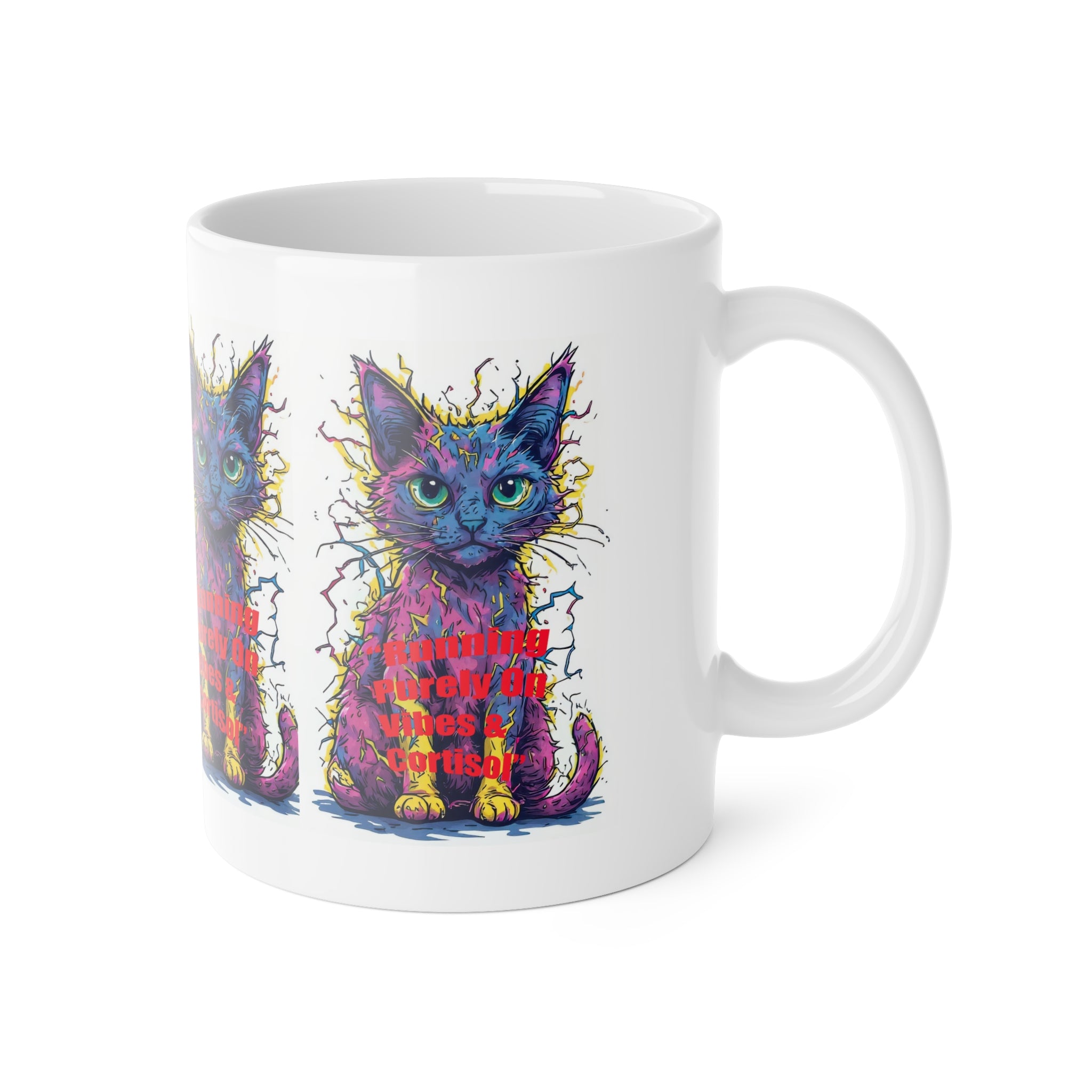 Colorful Psychedelic Cat Mug — 'I’m Probably Not Listening' Ceramic Coffee Cup (11oz)