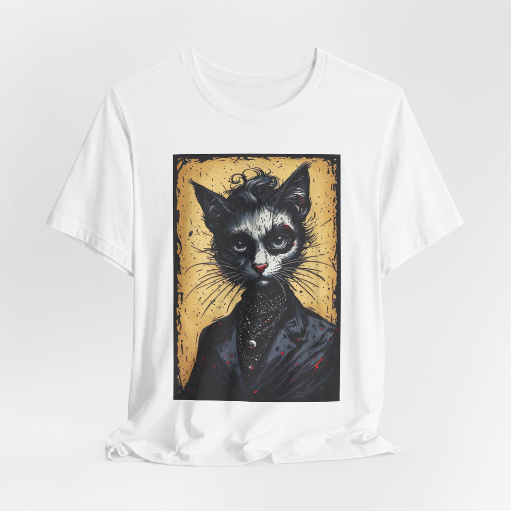 Gothic Portrait Cat T-Shirt – Vintage Dark Kitty Art Tee