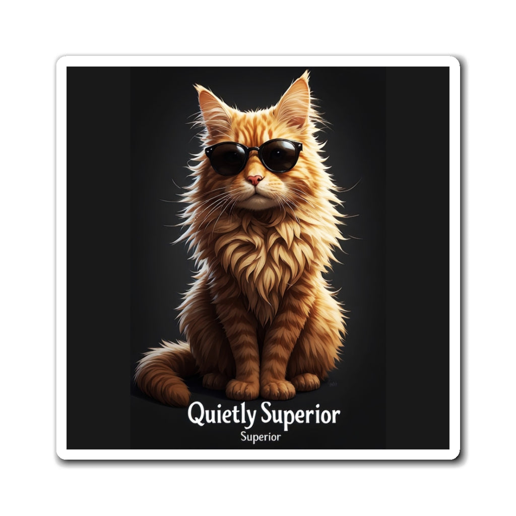 Quietly Superior Cat Magnet – Cool Sunglasses Ginger Cat Refrigerator Magnet