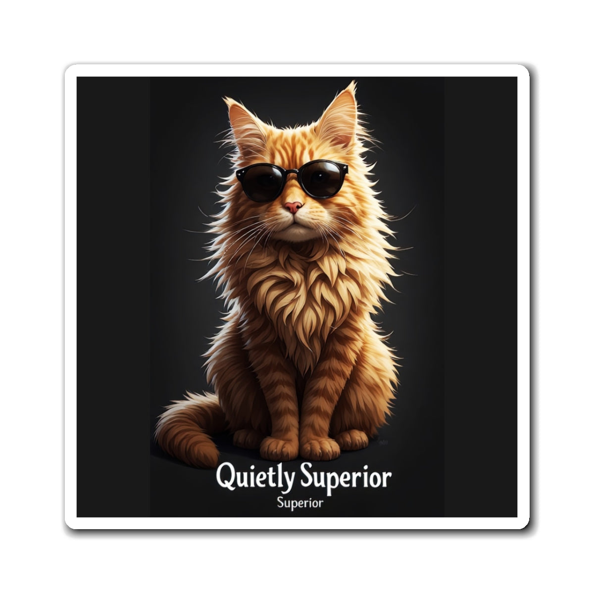 Quietly Superior Cat Magnet – Cool Sunglasses Ginger Cat Refrigerator Magnet