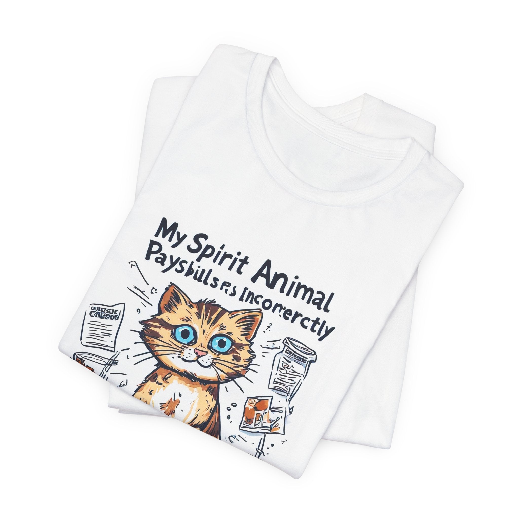 Cat Spirit Animal T‑Shirt — “My Spirit Animal Pays Bills Incorrectly” Funny Cat Tee