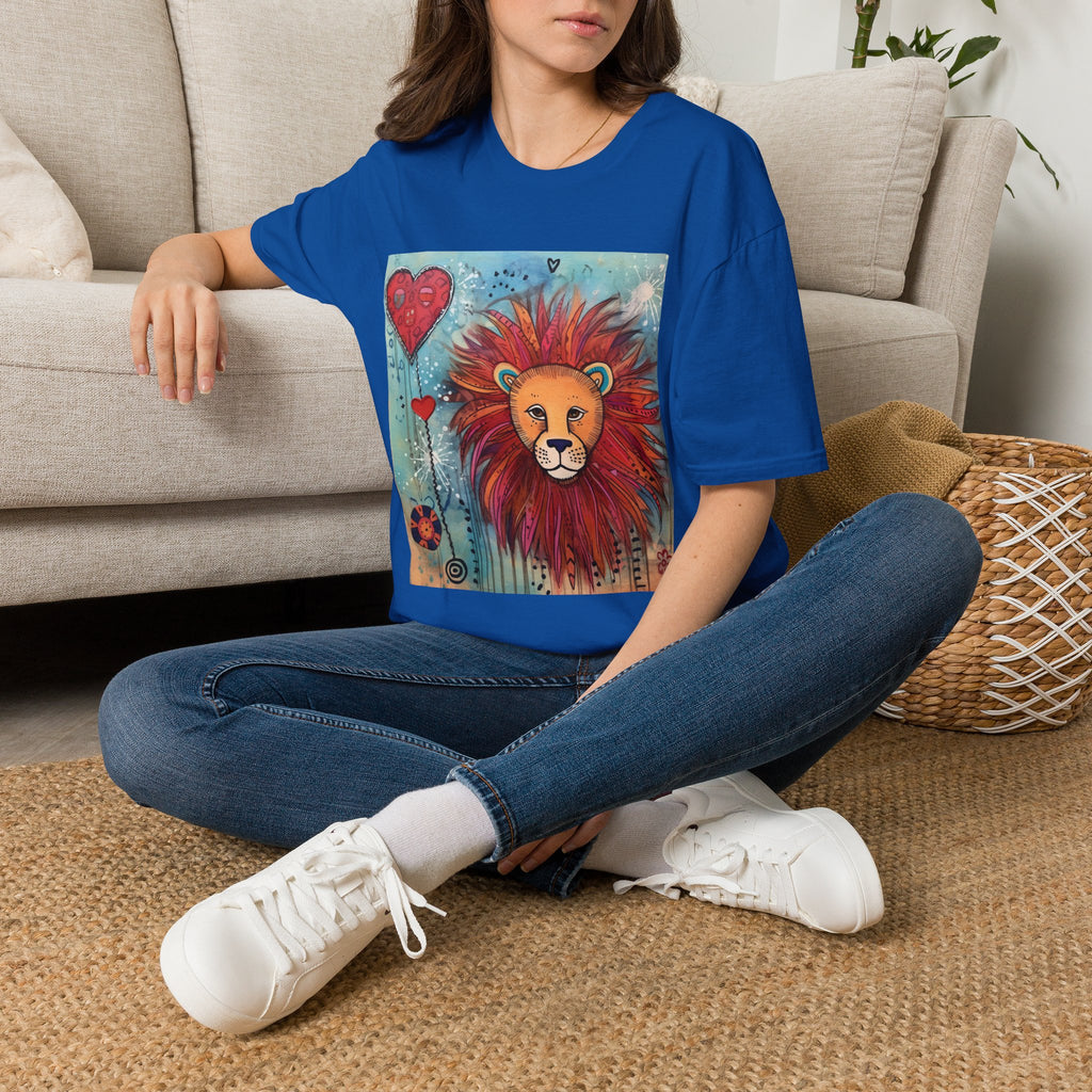 Lion Heart T-Shirt — Colorful Whimsical Lion Illustration Tee