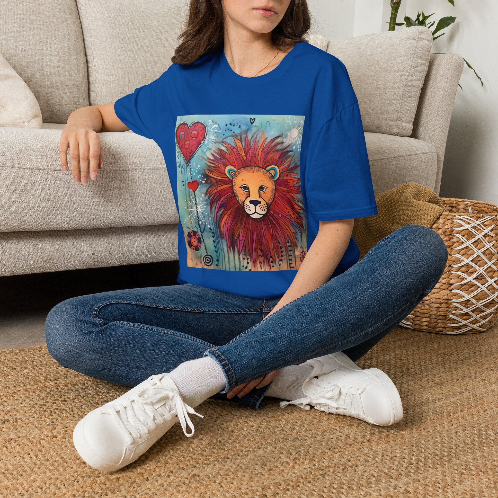 Lion Heart T-Shirt — Colorful Whimsical Lion Illustration Tee
