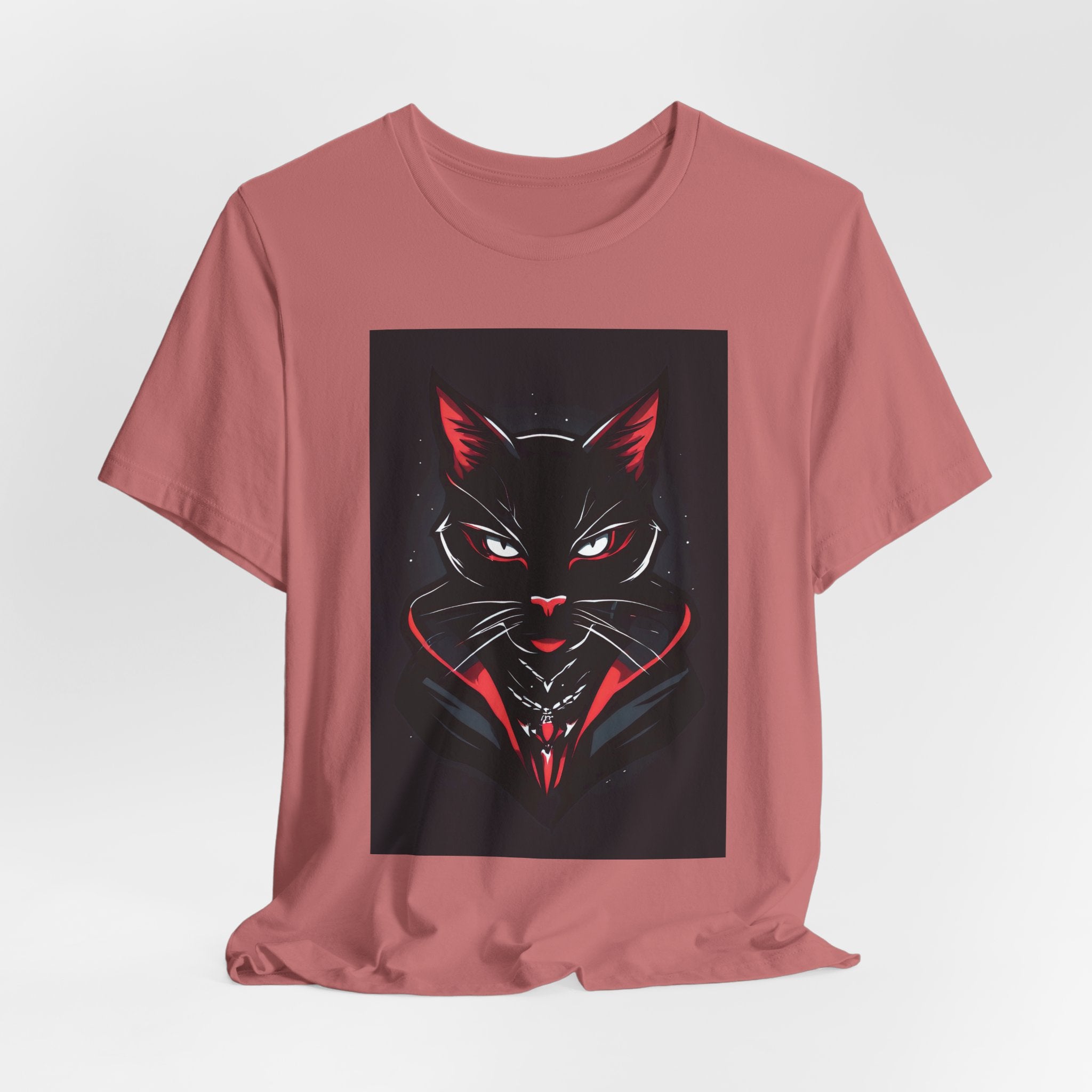 Black Cat Vampire Graphic Tee — Gothic Halloween Horror T-Shirt