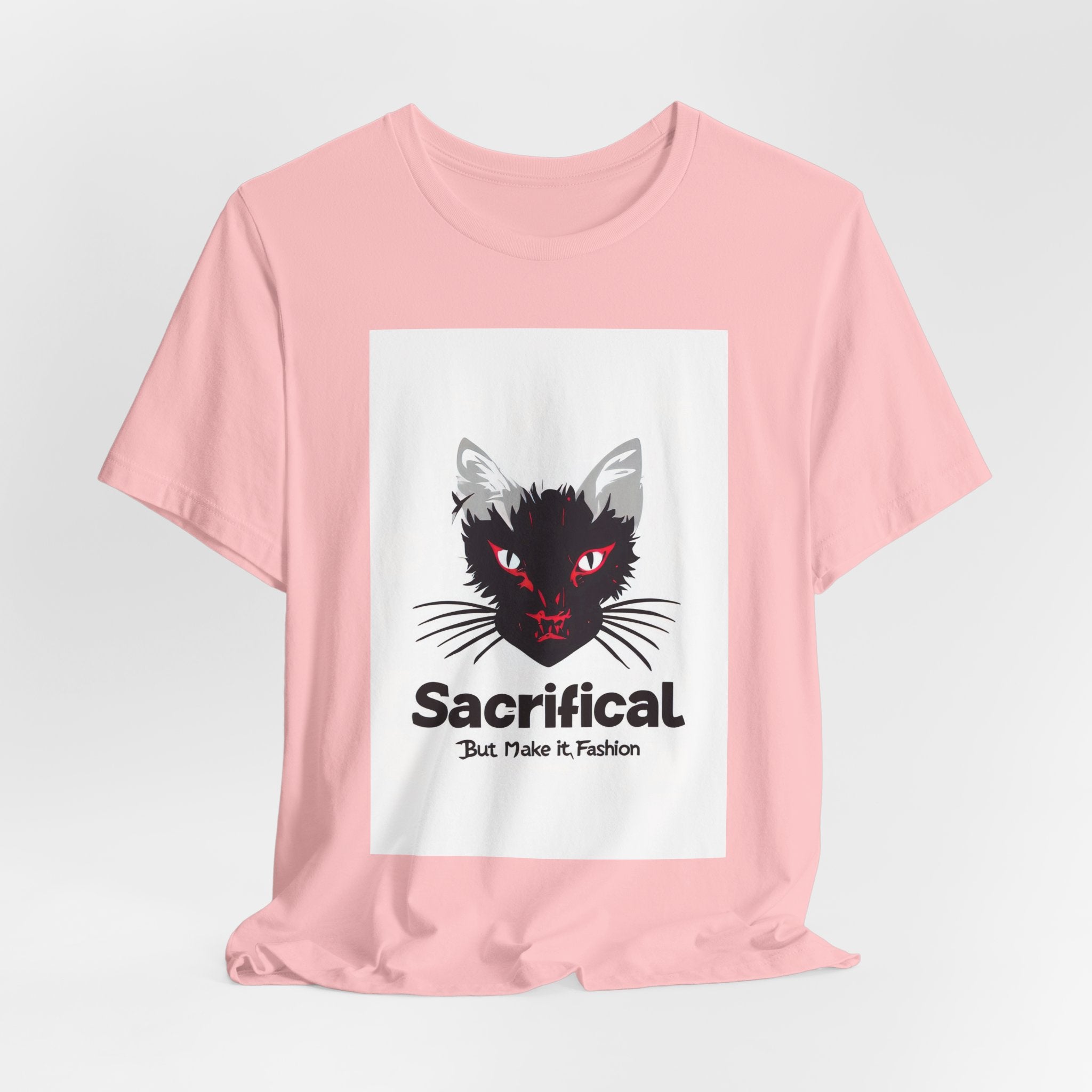 Sacrificial Cat T-Shirt — Red-Eyed Black Cat "Sacrificial" Graphic Tee