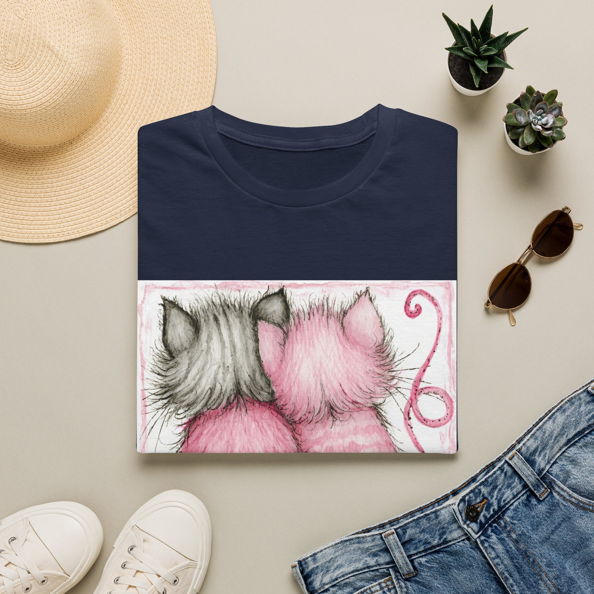Pink & Gray Kittens Tee - Cute Cat Couple T-Shirt, Cozy Pet Lover Gift