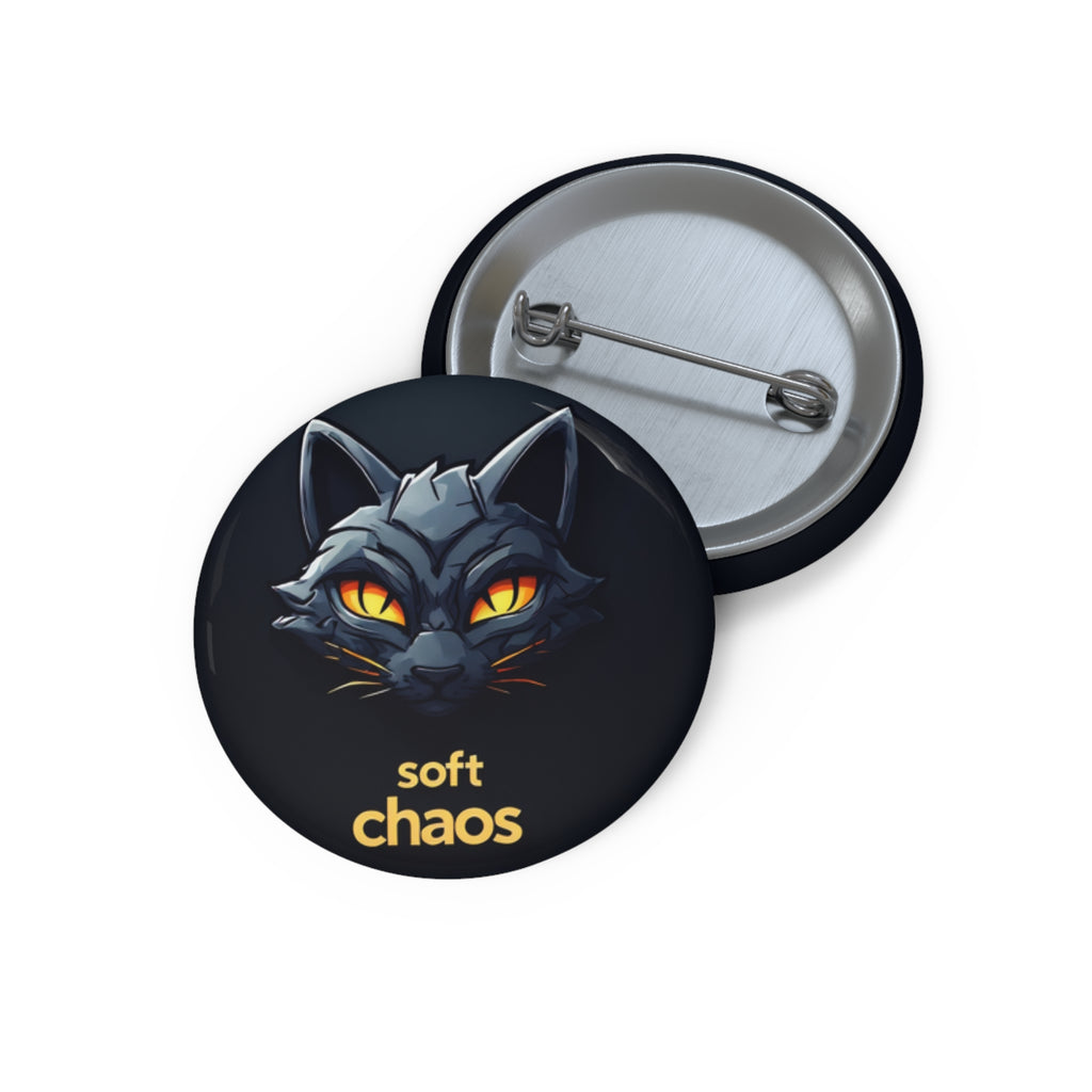 Soft Chaos Cat Pin Button — Cute Dark Cat Enamel-Style Badge