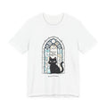 Cat Stained Glass Tee — 'No Lives, Zero Regrets' Graphic T-Shirt