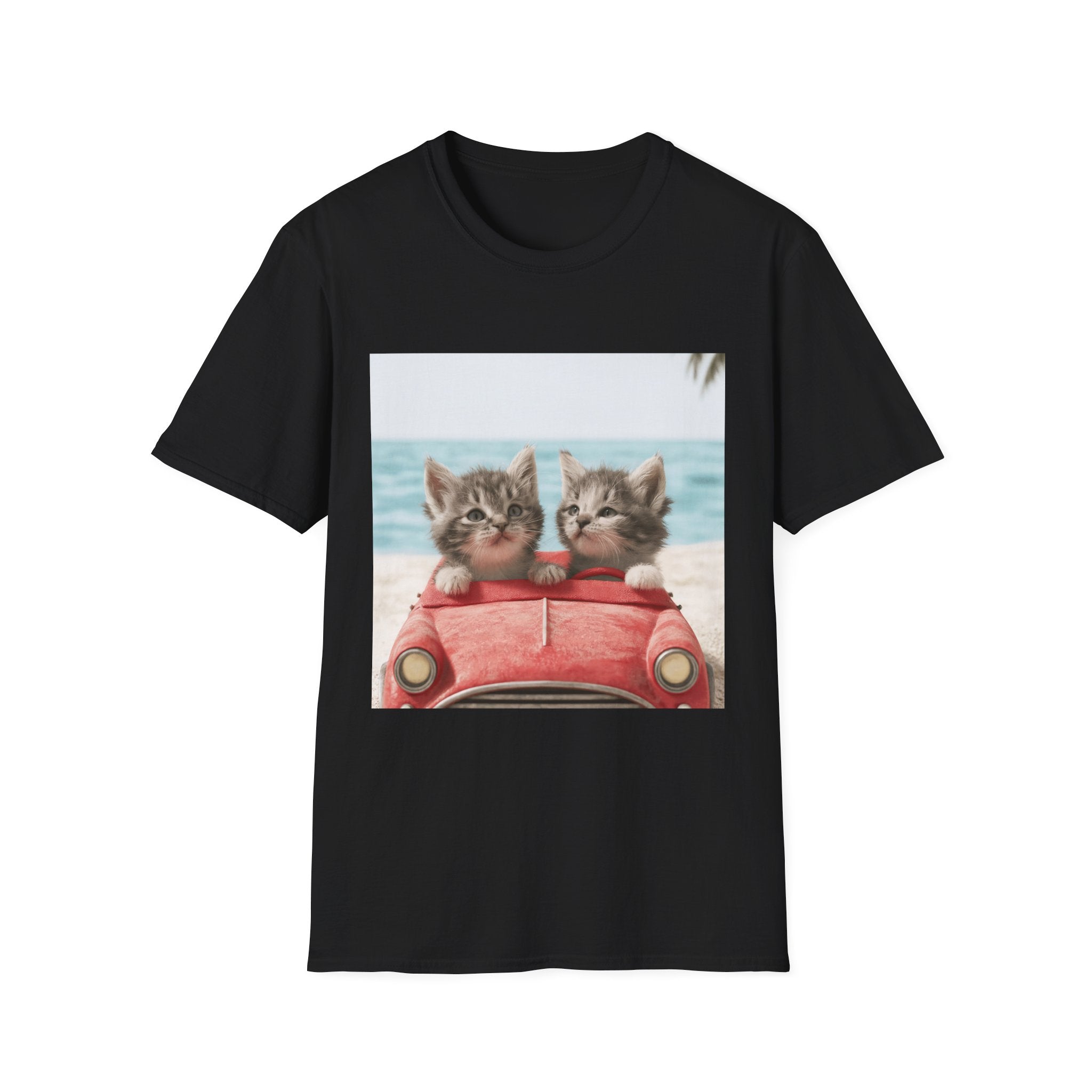 Kitten Road Trip T-Shirt — Cute Kittens Driving Beach Graphic Tee