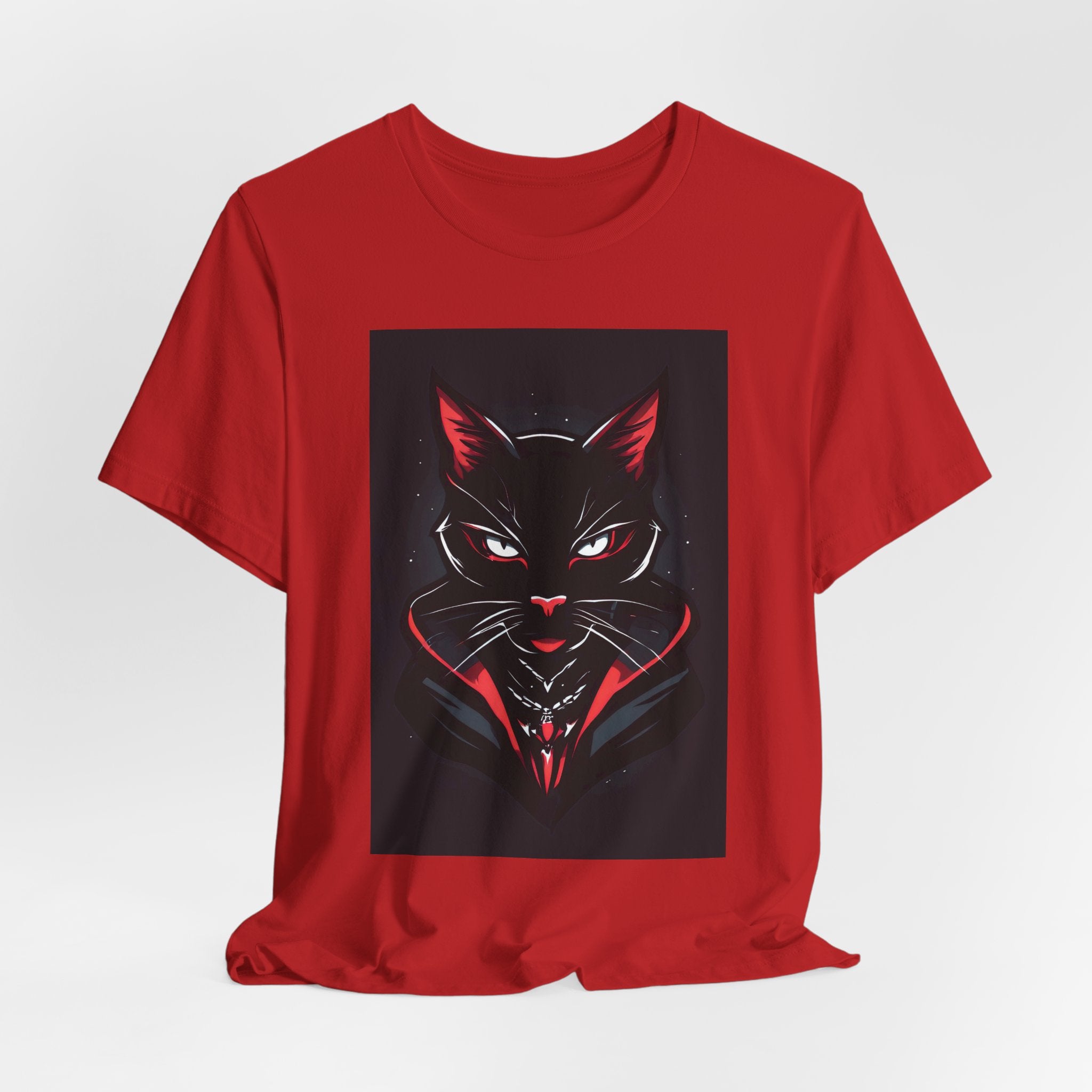 Black Cat Vampire Graphic Tee — Gothic Halloween Horror T-Shirt
