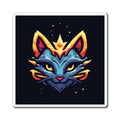 Regal Neon Cat Magnet — Colorful Fantasy Feline Fridge Sticker