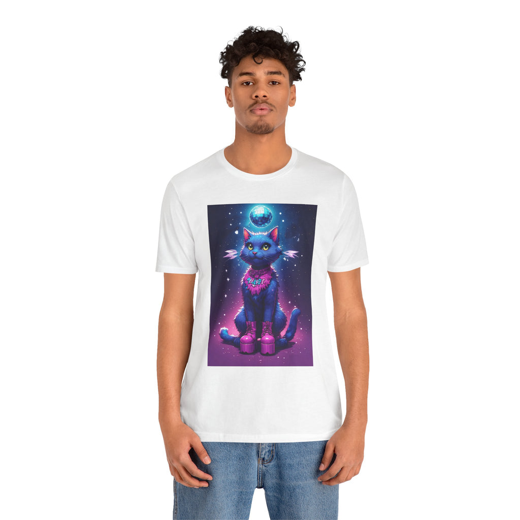 Cosmic Cat T‑Shirt — Neon Space Kitty Graphic Tee
