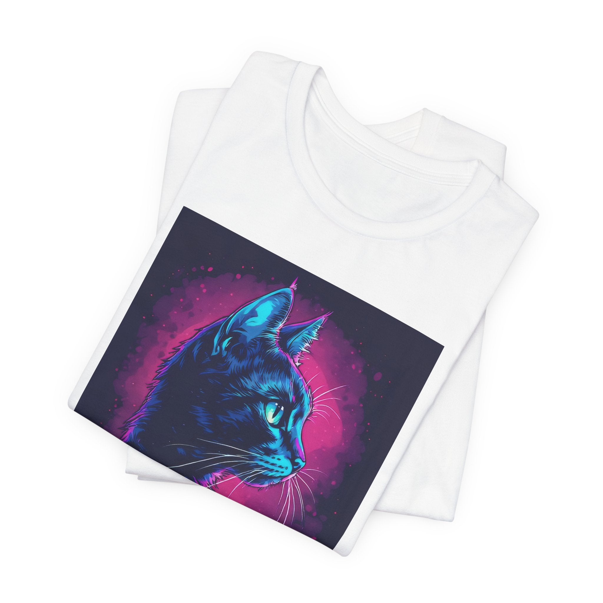 Quietly Superior Cat T-Shirt — Neon Portrait Graphic Tee for Cat Lovers