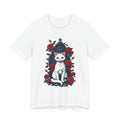 Cat on Throne T‑Shirt — White Cat with Roses Graphic Tee
