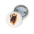 Flaming Black Cat Pin Button — Cute Spooky Enamel-Style Badge