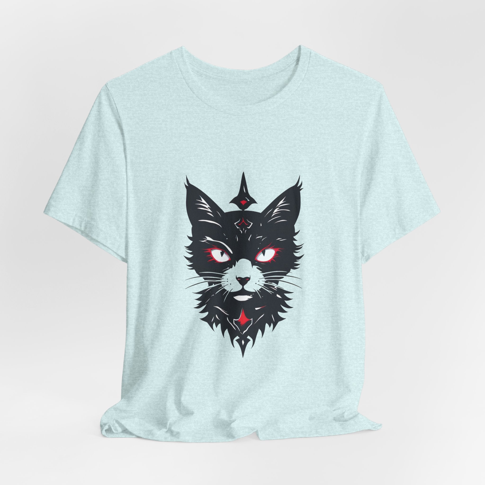 Occult Black Cat Tee — Mystical Cat Head Graphic T-Shirt