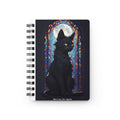 Black Cat Gothic Spiral Journal — 'Nine Lives. Zero Regrets.' Stained Glass Moonlit Notebook