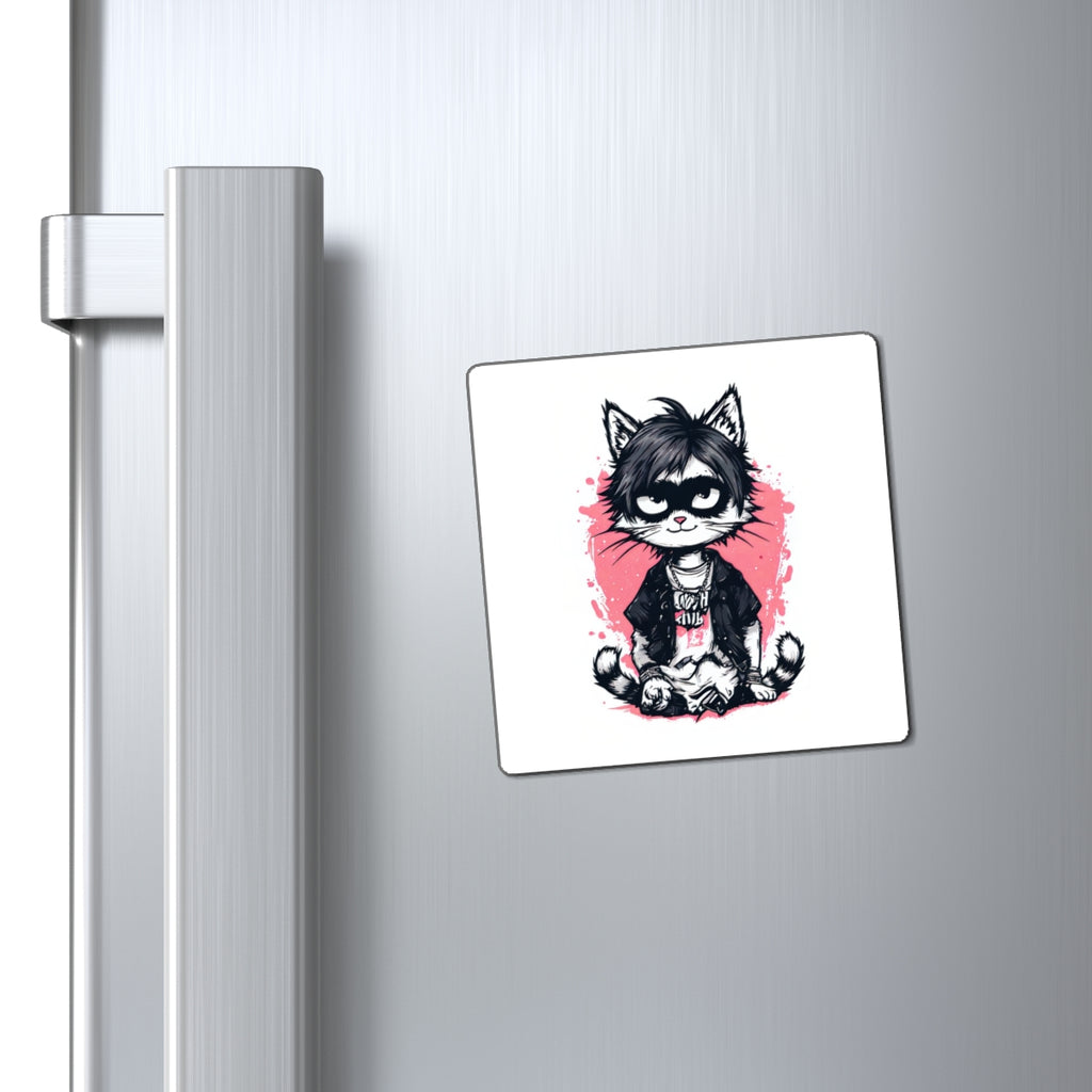 Grunge Punk Cat Magnet — Cute Emo Kitty Fridge Decor