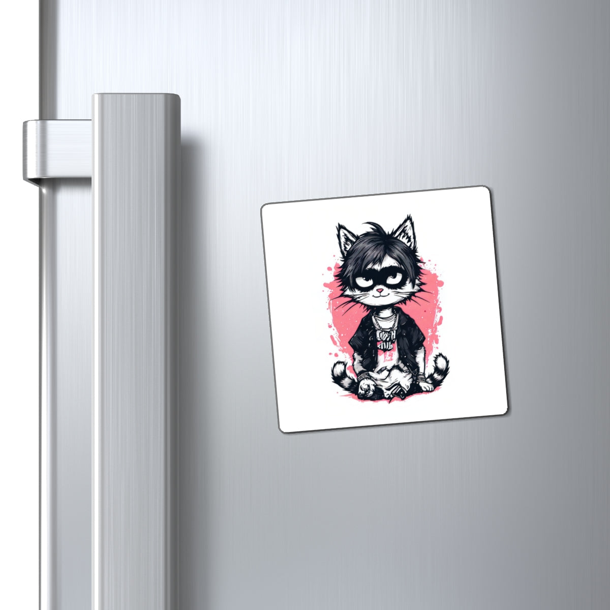 Grunge Punk Cat Magnet — Cute Emo Kitty Fridge Decor