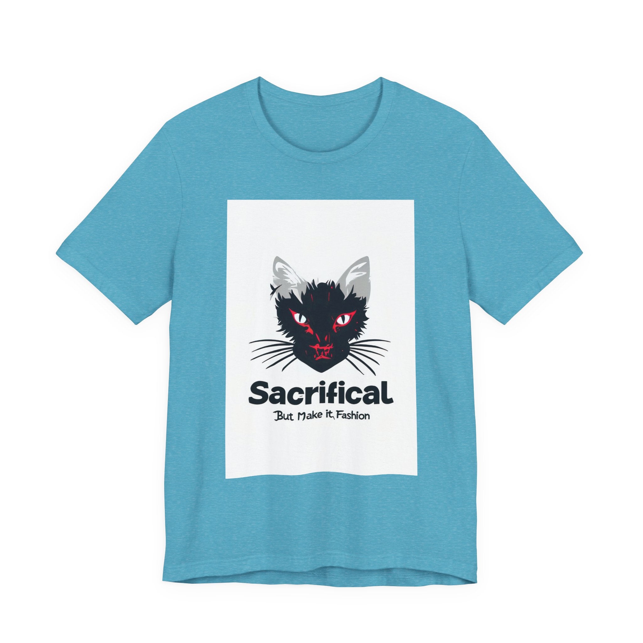 Sacrificial Cat T-Shirt — Red-Eyed Black Cat "Sacrificial" Graphic Tee