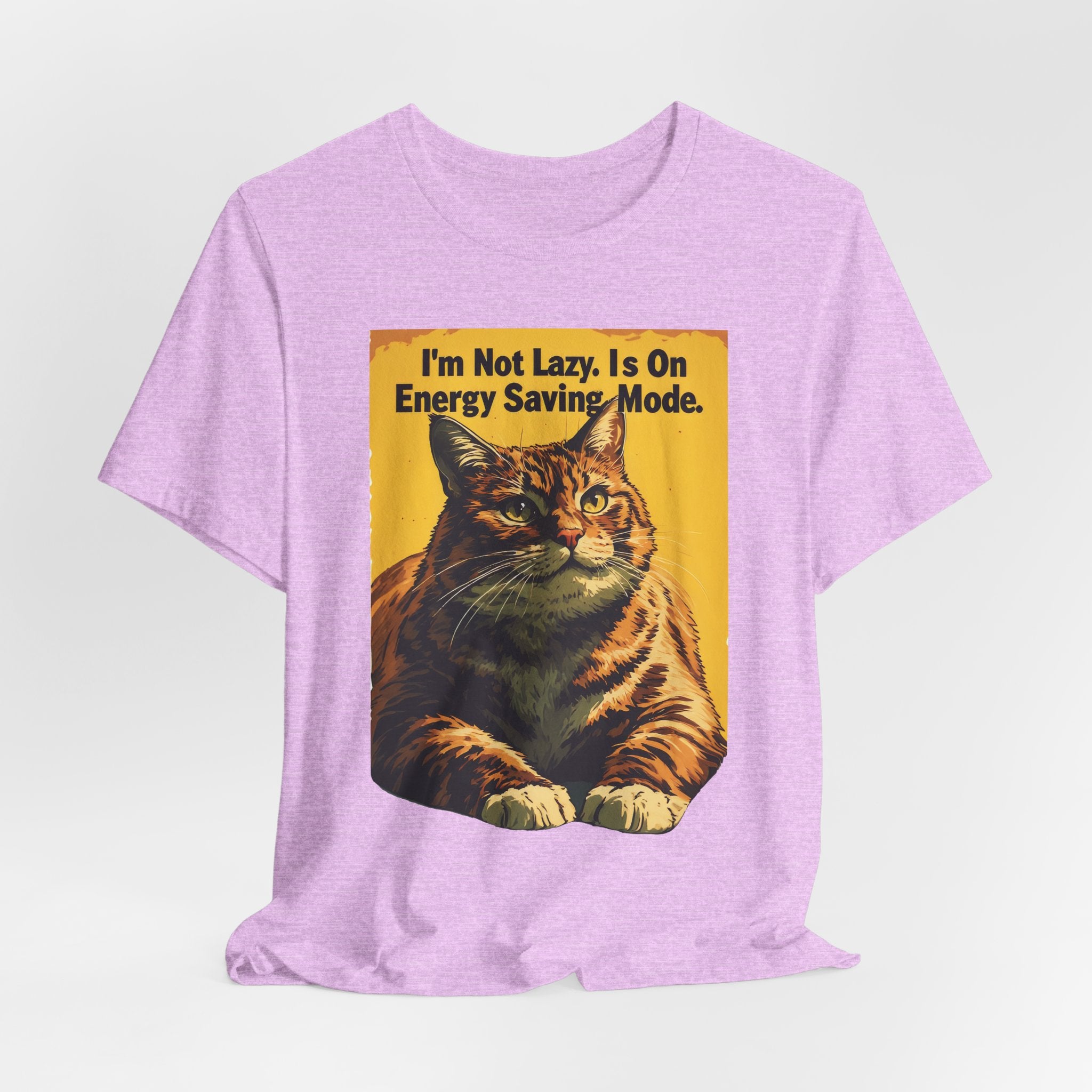 Energy Saving Mode Cat T-Shirt – "I'm Not Lazy" Retro Cat Graphic Tee