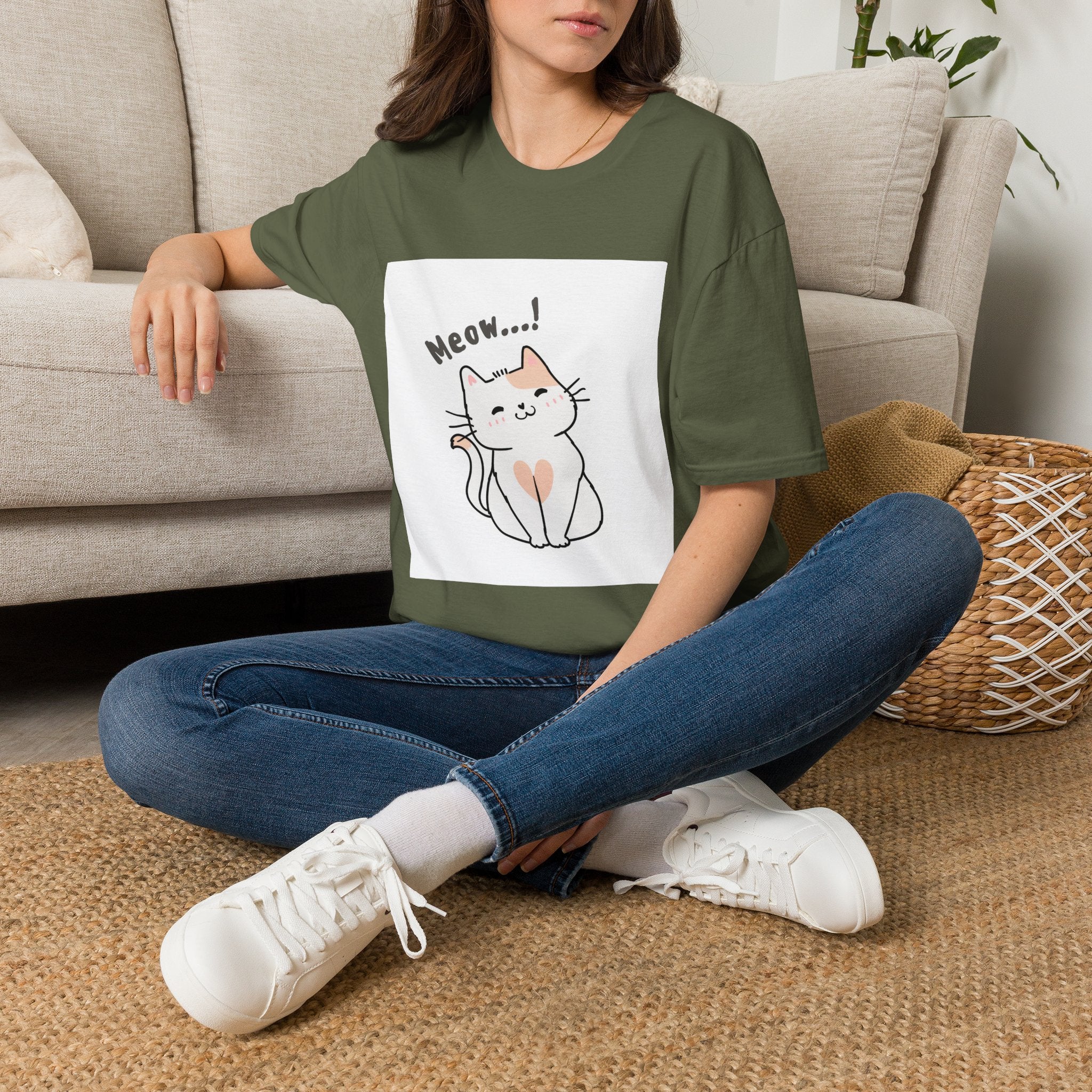 Cat Meow T-Shirt — Cute Cartoon Kitty Graphic Tee
