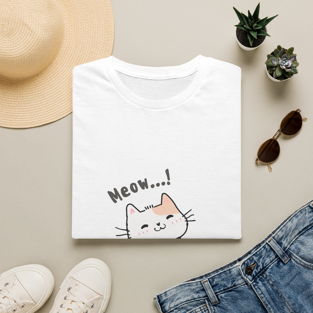 Cat Meow T-Shirt — Cute Cartoon Kitty Graphic Tee