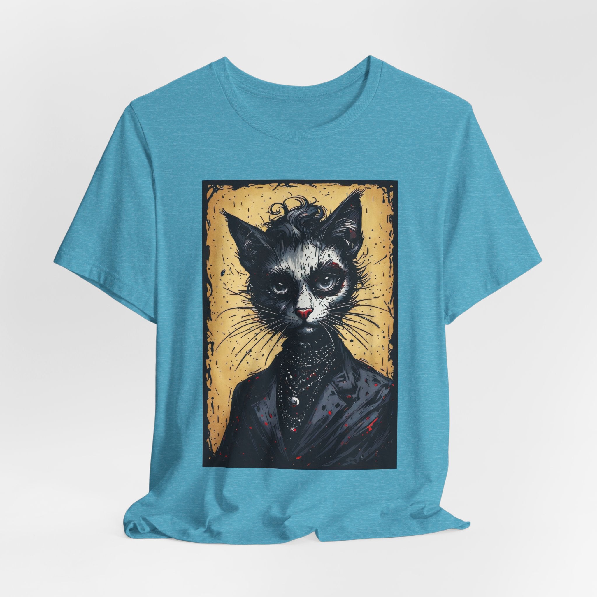 Gothic Portrait Cat T-Shirt – Vintage Dark Kitty Art Tee