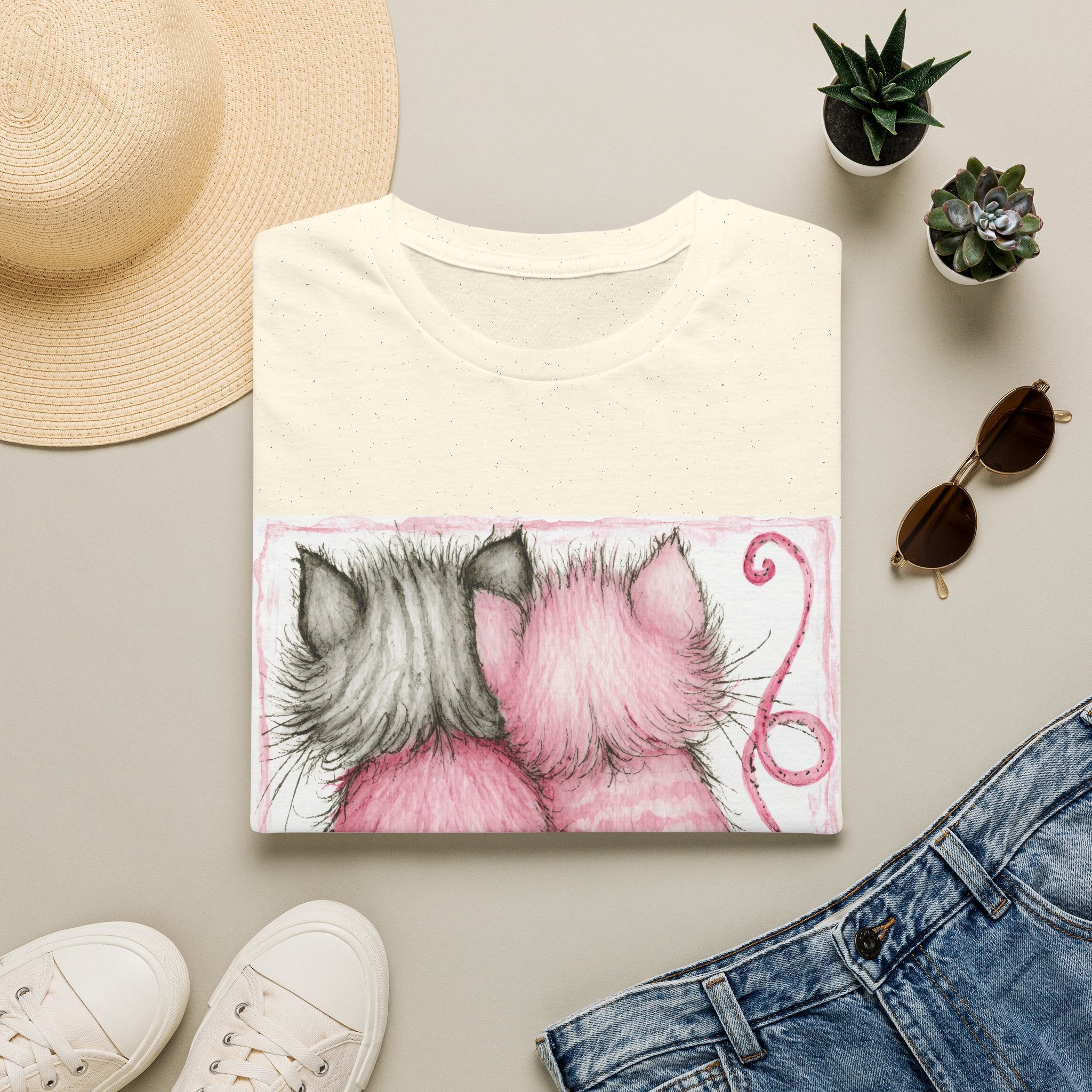 Pink & Gray Kittens Tee - Cute Cat Couple T-Shirt, Cozy Pet Lover Gift