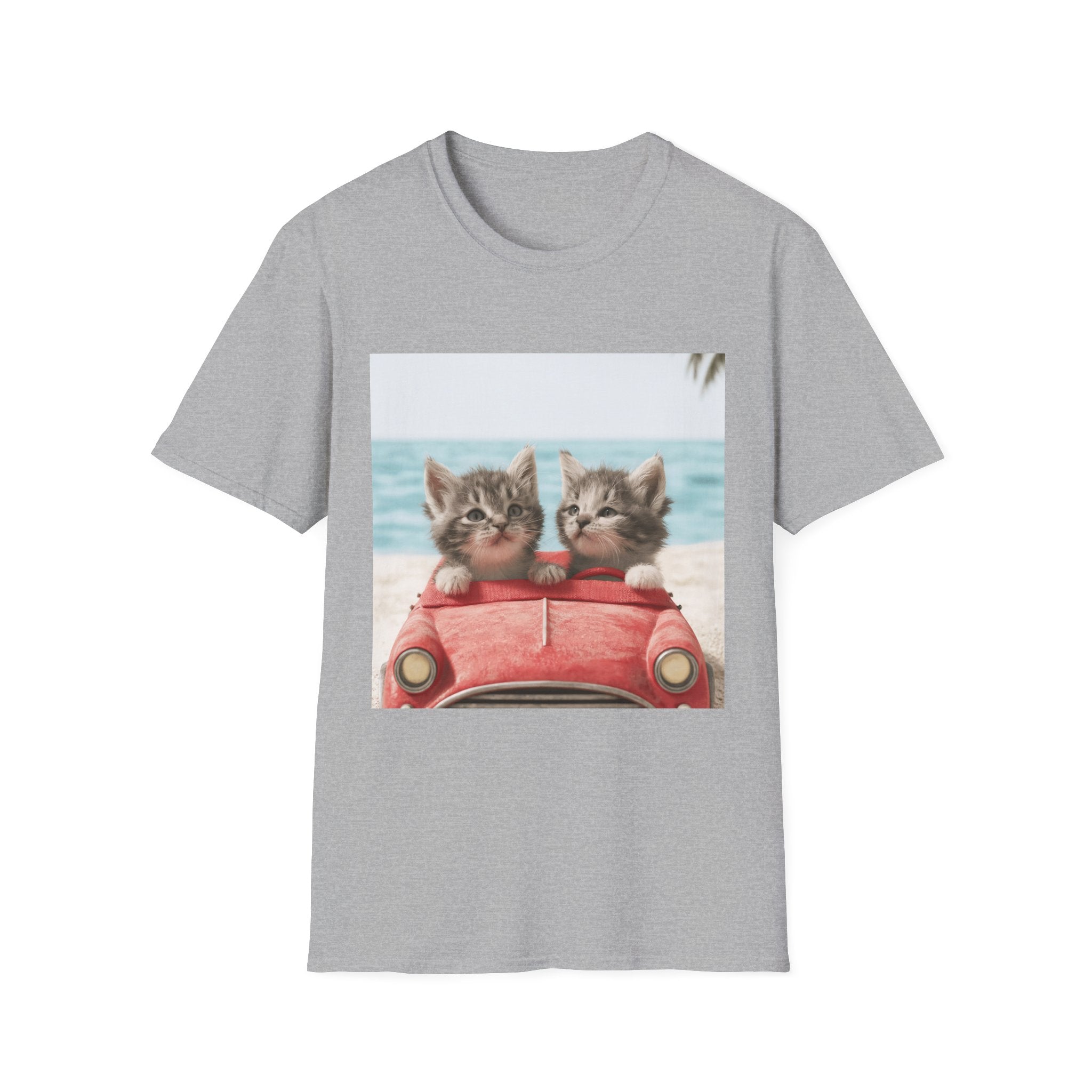 Kitten Road Trip T-Shirt — Cute Kittens Driving Beach Graphic Tee