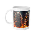Flame Guardian Cat Mug — Fiery Fantasy 11oz Ceramic Coffee Cup