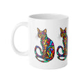 Colorful Stained-Glass Cat Mug — 11oz Ceramic Coffee Cup