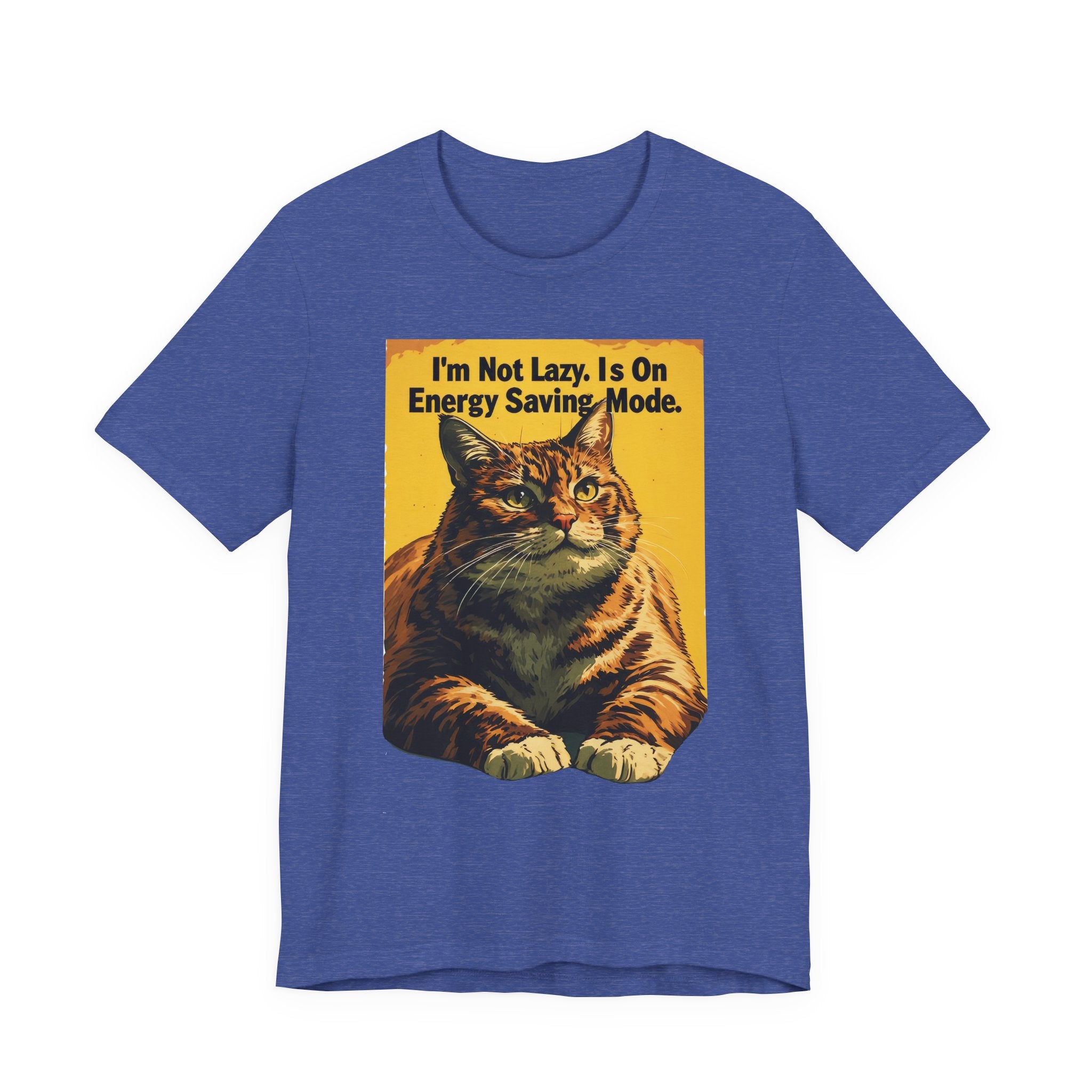 Energy Saving Mode Cat T-Shirt – "I'm Not Lazy" Retro Cat Graphic Tee