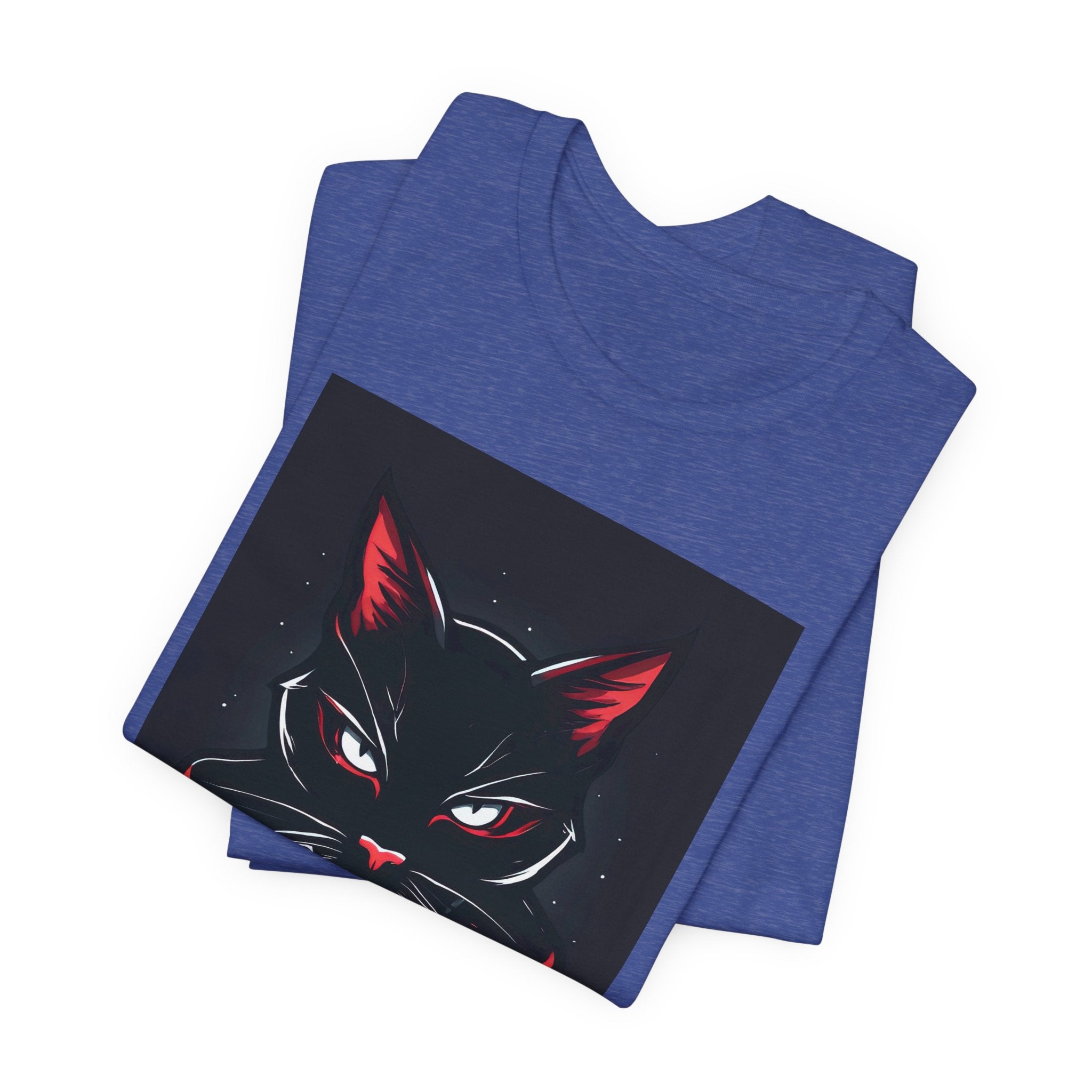 Black Cat Vampire Graphic Tee — Gothic Halloween Horror T-Shirt