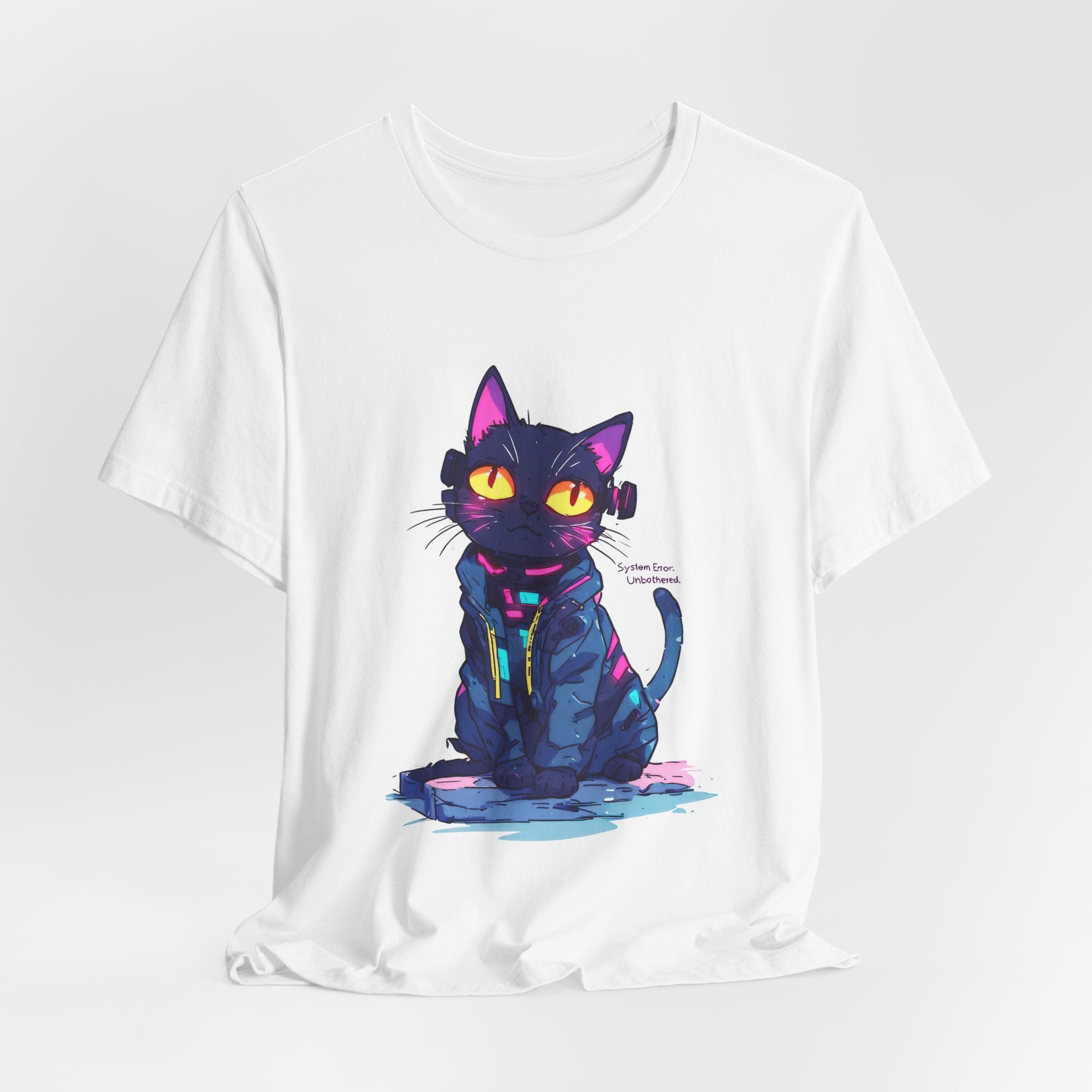 Neon Noir Cat T-Shirt – Colorful Black Kitten Graphic Tee