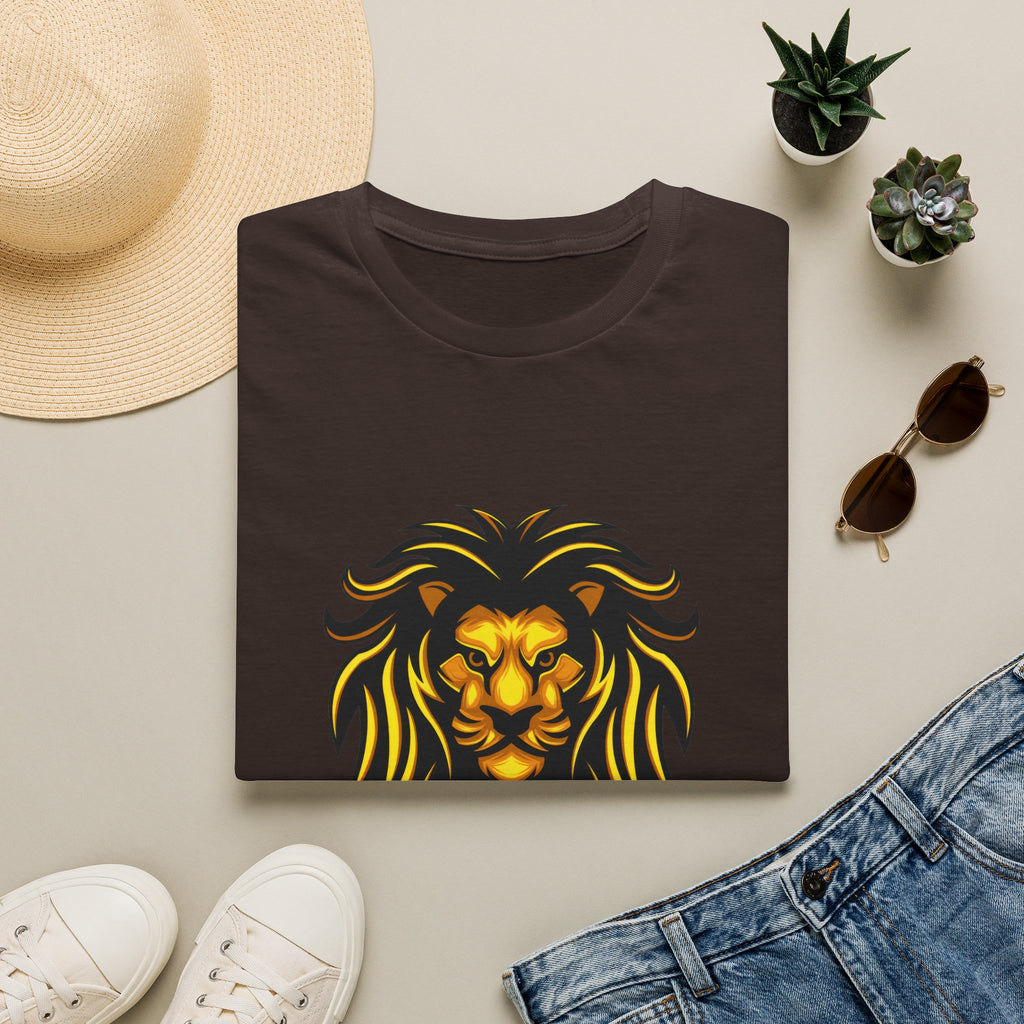 Lion Graphic T-Shirt — Bold Golden Lion Illustration Tee