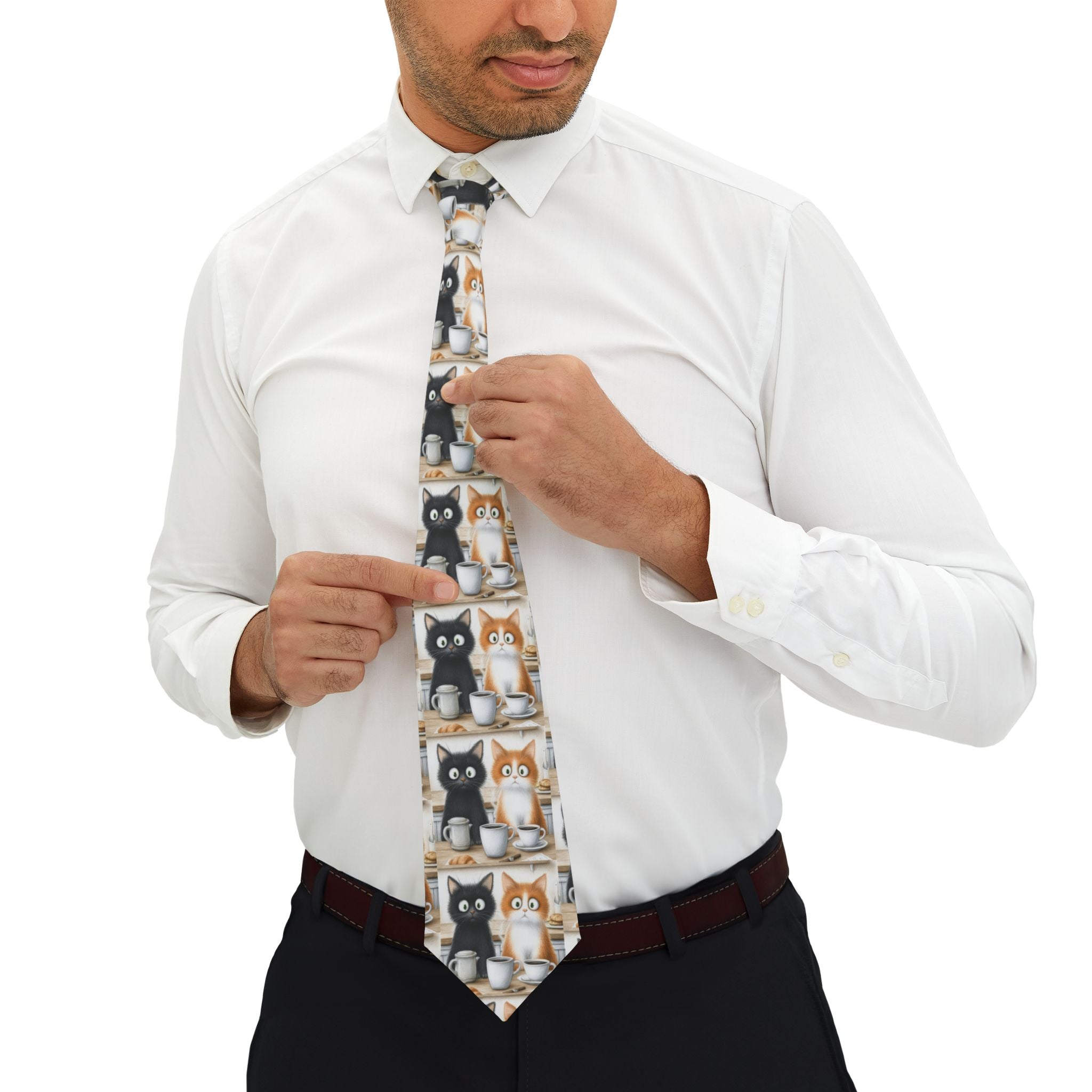 Colorful Cat Art Necktie — Vibrant Abstract Feline Print Tie for Cat Lovers, Gift for Birthday & Holidays