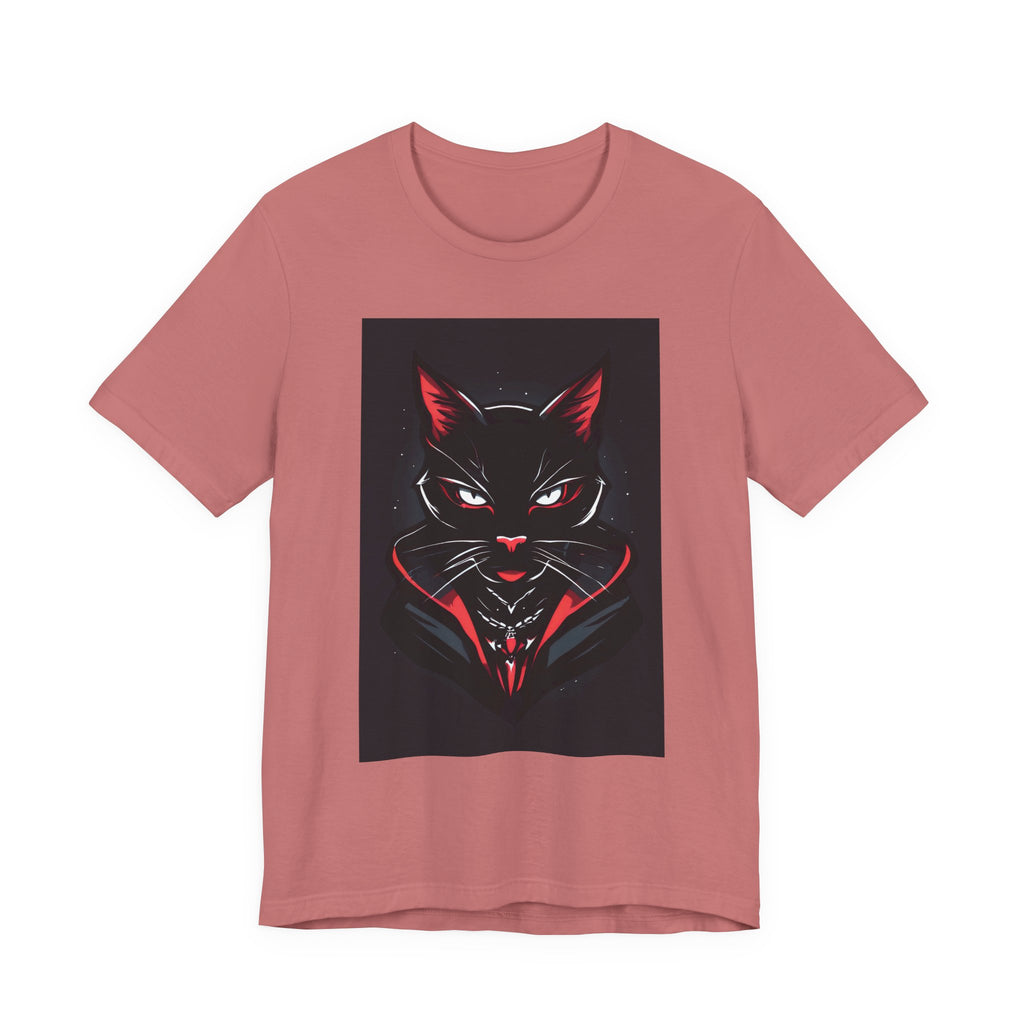 Black Cat Vampire Graphic Tee — Gothic Halloween Horror T-Shirt