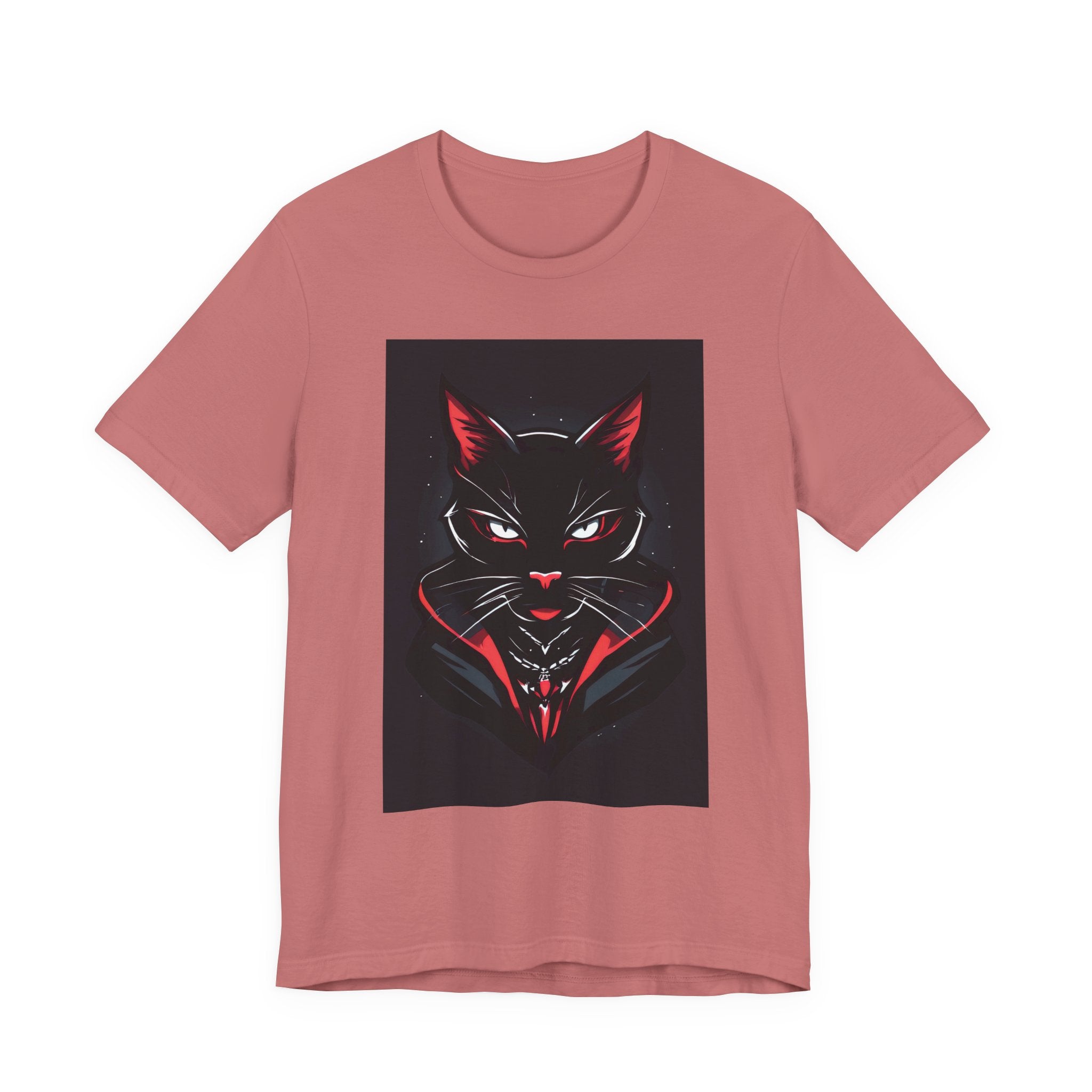 Black Cat Vampire Graphic Tee — Gothic Halloween Horror T-Shirt