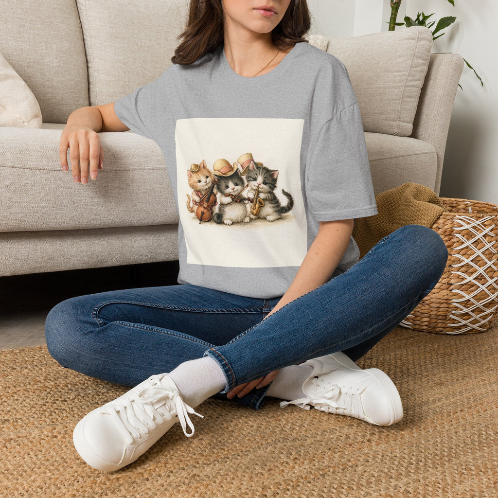 Cute Coffee Cats T‑Shirt — Wide‑Eyed Black & Ginger Kittens Graphic Tee