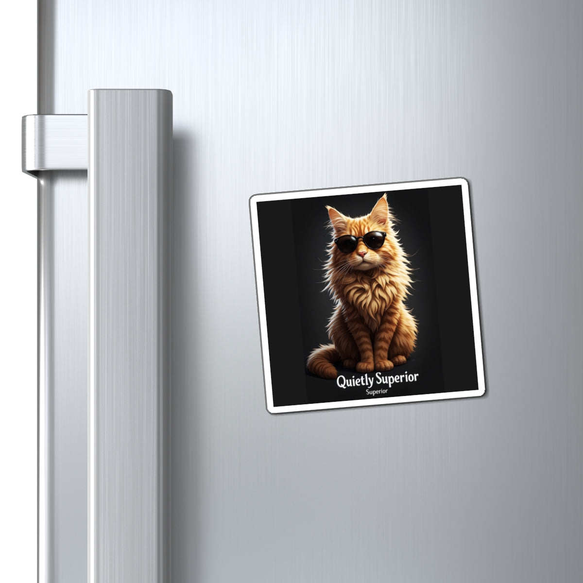 Quietly Superior Cat Magnet – Cool Sunglasses Ginger Cat Refrigerator Magnet